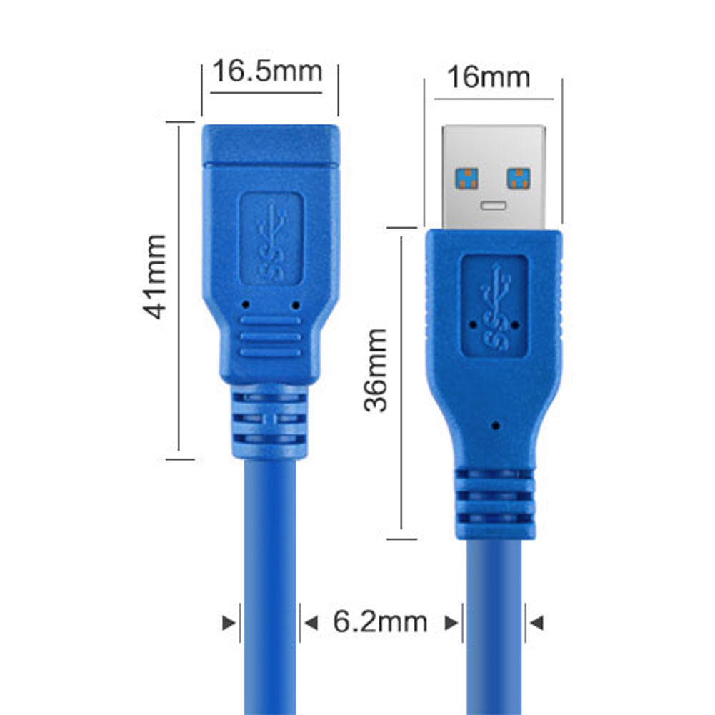 Premium 1.5FT 5FT 10FT 15FT USB 3.0 A Male to Female Extension Cable Cord Blue Unbranded/Generic does not apply - фотография #2
