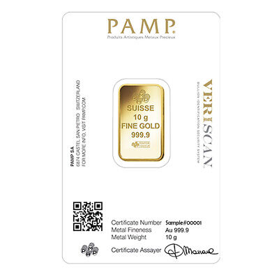 10 gram Gold Bar PAMP Suisse Lady Fortuna Veriscan .9999 Fine (In Assay) Без бренда - фотография #4
