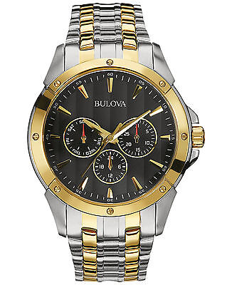 Bulova Classic Men's 98C120 Quartz Black Dial Two-Tone Bracelet 43mm Watch Bulova 98C120