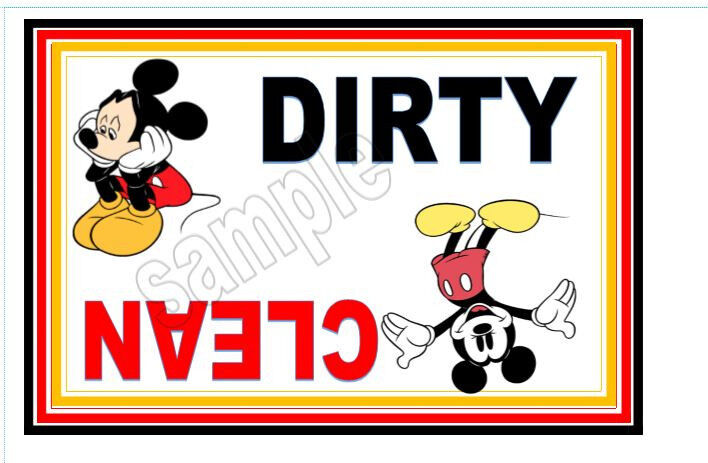 XL Disney inspired Mickey Mouse dishwasher magnet clean dirty sign indicator Unbranded