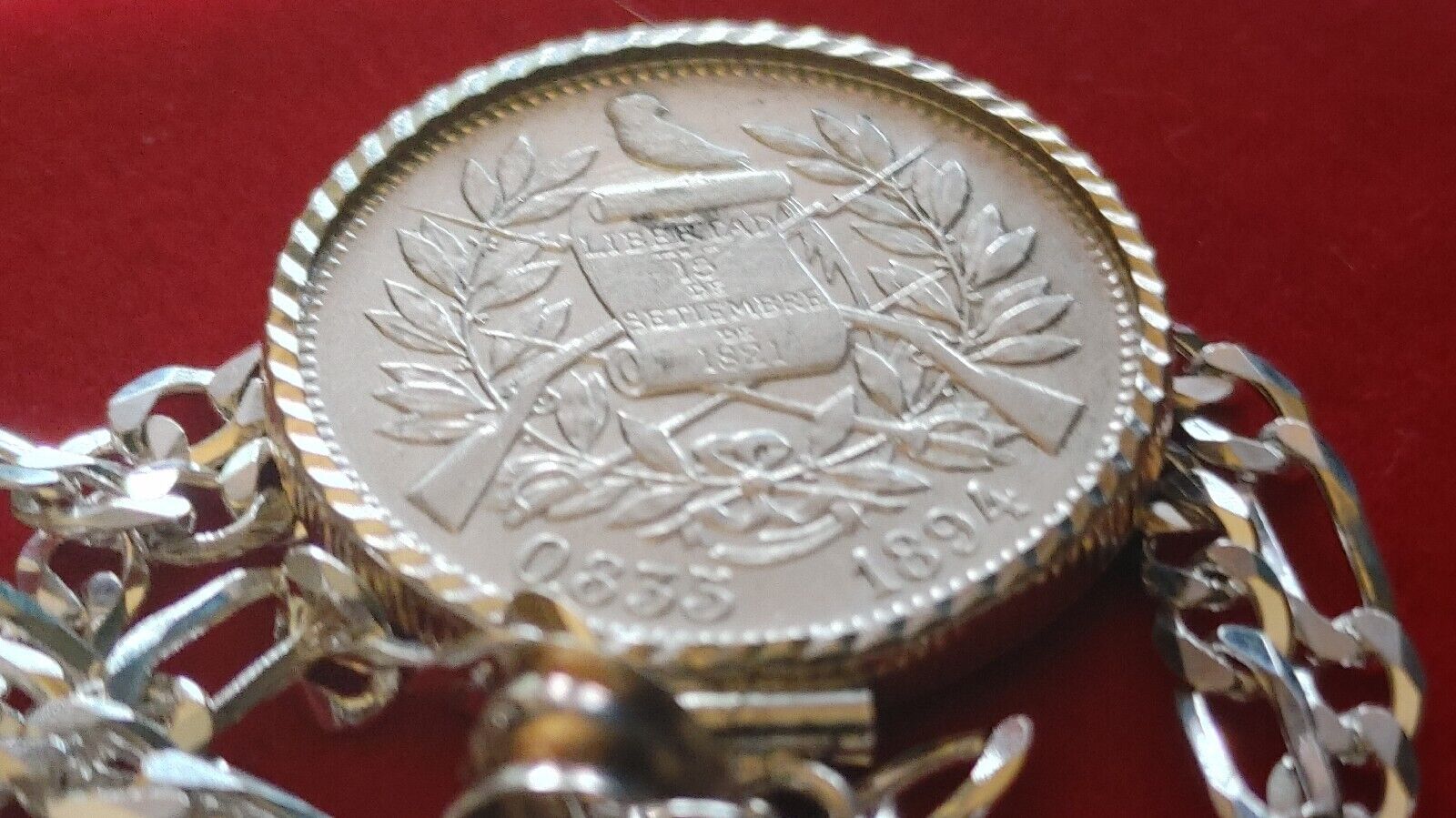 1894 Guatemala Muskets Scales of Justice 2 REALES Pendant  18" 925 SILVER CHAIN Everymagicalday - фотография #5
