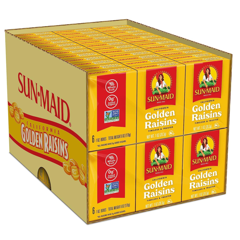 California Golden Raisins - (72 Pack) 1 Oz Snack-Size Box - Dried Fruit Snack fo Does not apply