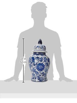 Oriental Furniture 18" & White Porcelain Temple Jar Floral Blue Does not apply Does Not Apply - фотография #6