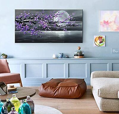 Purple Flower Painting on Canvas Black and White Seascape Wall Art 48"W x 24"H Does not apply Does Not Apply - фотография #7