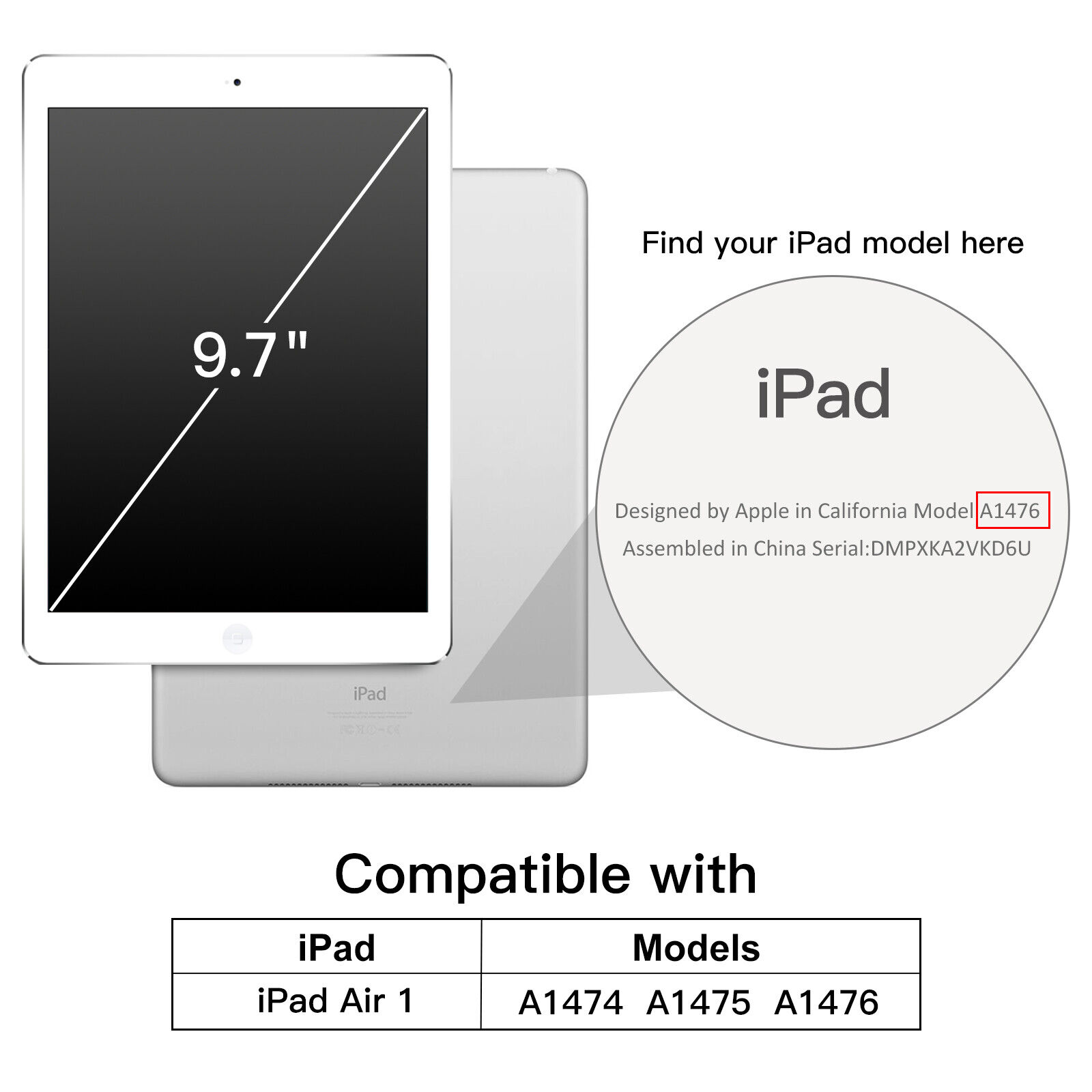 JETech Case for Apple iPad Air 2 and iPad Air 1 Smart Cover with Auto Sleep/Wake JETech 0460-CS-GOLD-IPAD5-BK - фотография #2