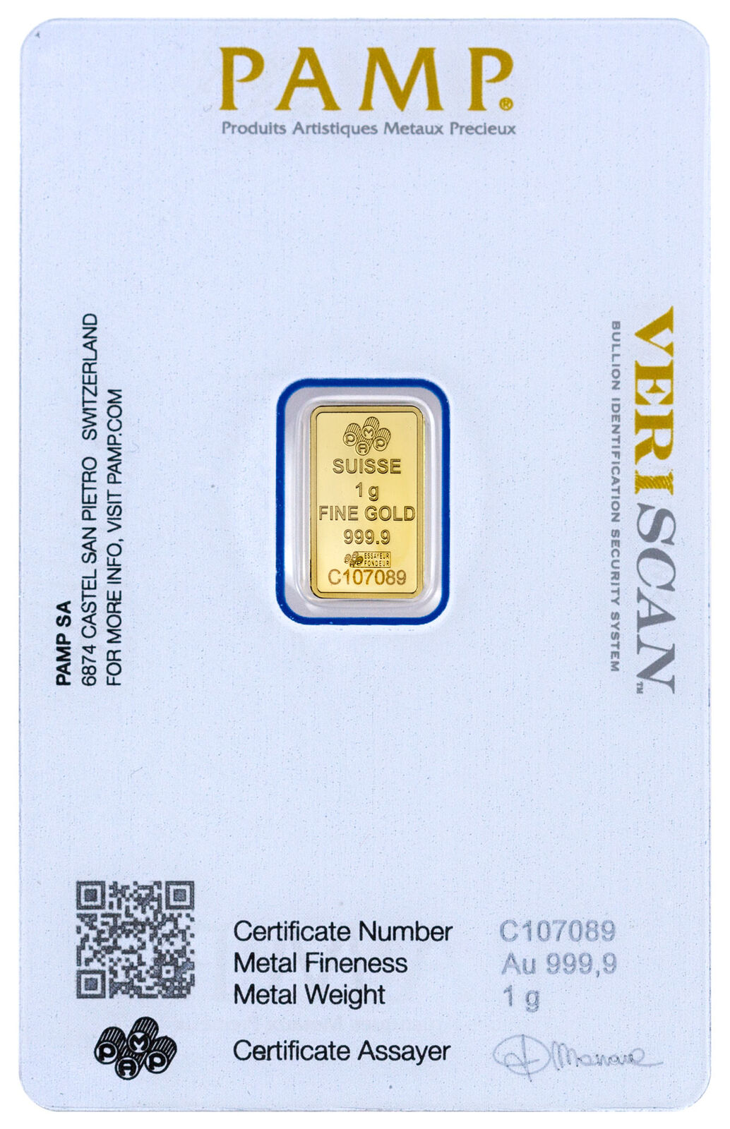 PAMP Suisse 1 Gram .9999 Gold Bar Fortuna Sealed in Assay Card  Без бренда - фотография #3