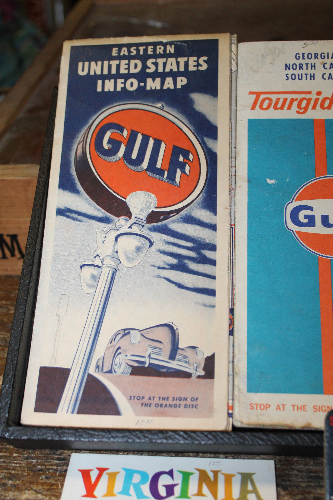 Lot of Gulf Oil 1940's Maps, Texaco, Esso, Firestone Gas Station Premiums 6 maps Без бренда - фотография #4