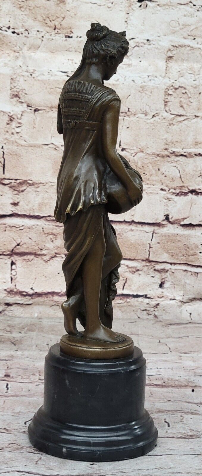 Signed Original Beautiful Maiden Semi Nude Bust Bronze Sculpture Marble Gift Без бренда - фотография #5