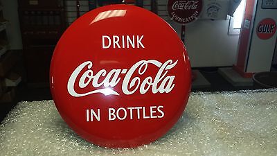 1940S 1950S ERA COCA-COLA EXTRA LARGE STEEL 26 INCH DIAMETER BUTTON/DISC SIGN    Coca-Cola