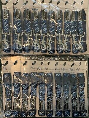 WHOLESALE LOT OF 20 DOG LEASHES AND COLLARS SIZE TOY (10 of each) BLUE DOTS PETELLIGENCE