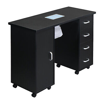 Black Nail Table with Fan and 4 Drawers for Manicures - Single Door Unbranded - фотография #5