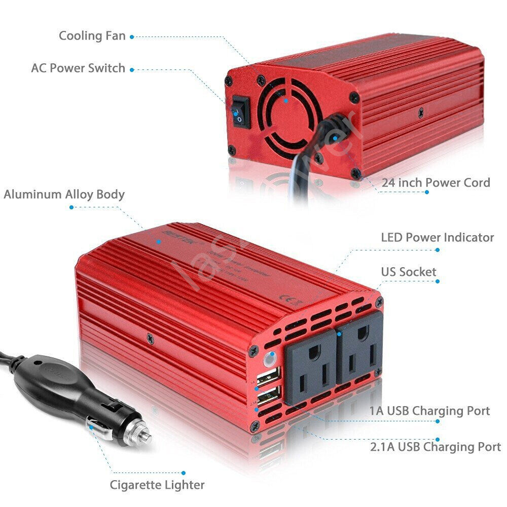 BESTEK 300W Dual DC 12V to 110V AC Outlets Power Inverter Car Adapter 2 USB Port Bestek Does Not Apply - фотография #11
