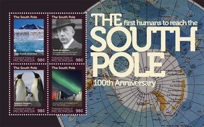 Micronesia- South Pole Exploration 100th Anniv. Stamp- Sheet of 4 MNH Без бренда