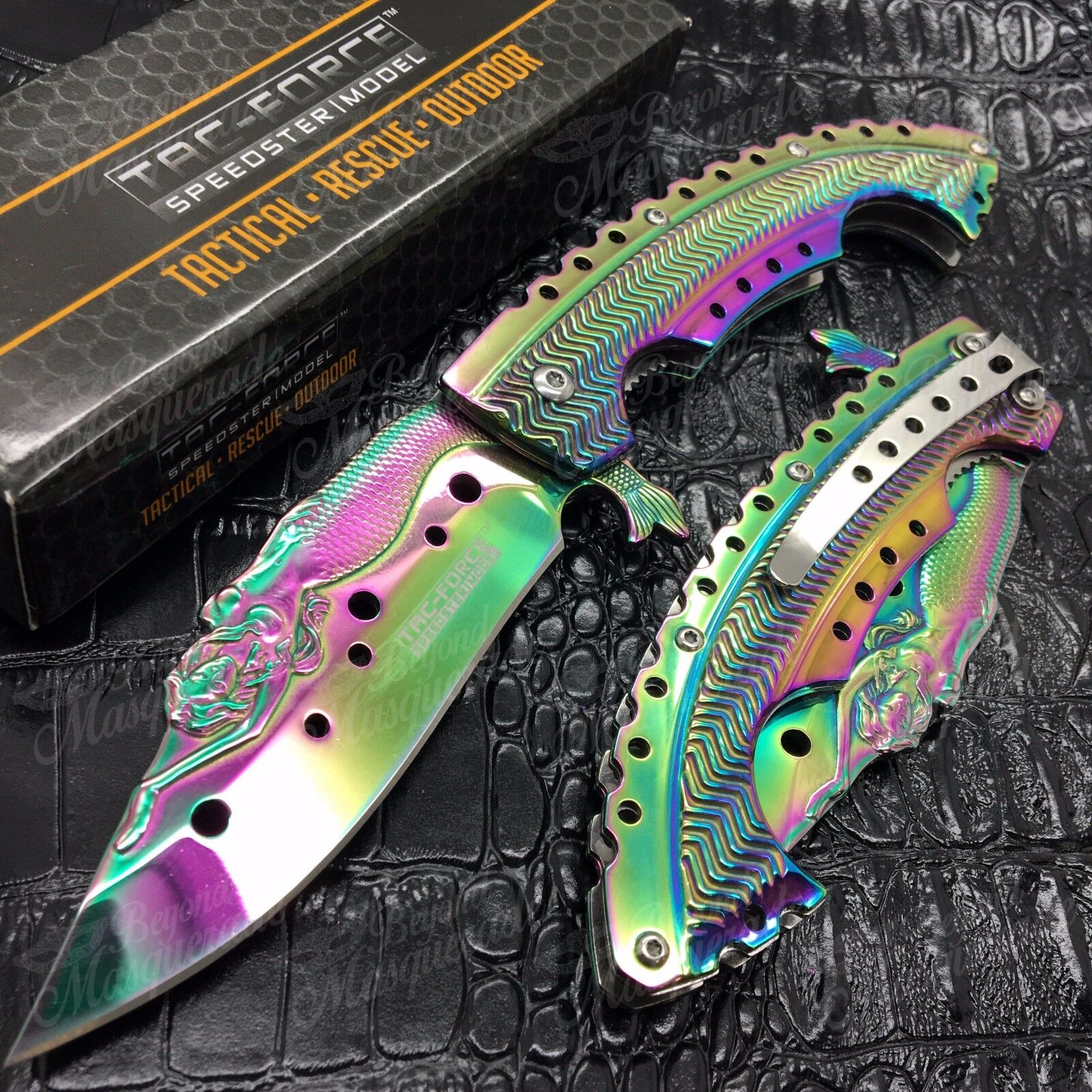 Tac Force Collectors 3D Mermaid Spring Assisted Rescue Pocketknife [Rainbow] Tac-Force TF-864RB
