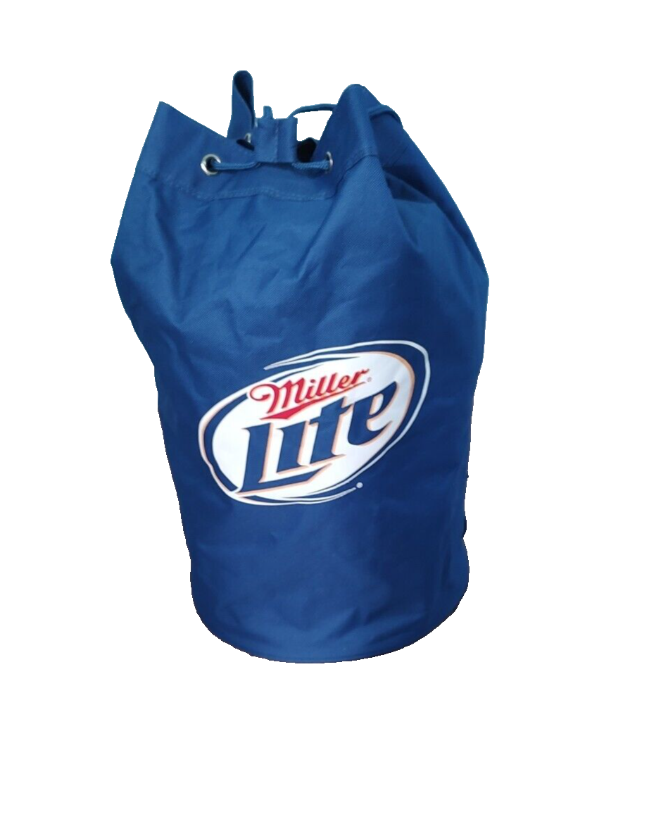 Miller Lite Cooler Backpack NEW Blue one or 2 handles 18" tall diameter 10.5" Miller Lite