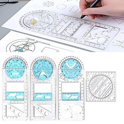 4 Pcs Multifunctional Geometric Ruler,Math Measuring Rulers for Drawing and A... Zakrafo Does not apply