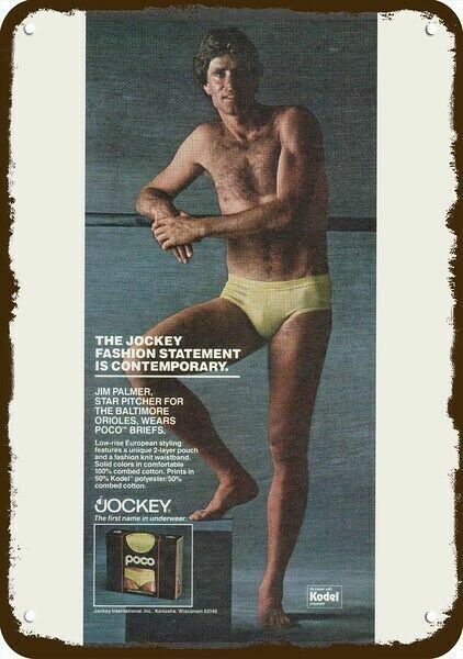 1980 JIM PALMER & Jockey Men's Underwear Vntg-Look DECORATIVE REPLICA METAL SIGN Без бренда