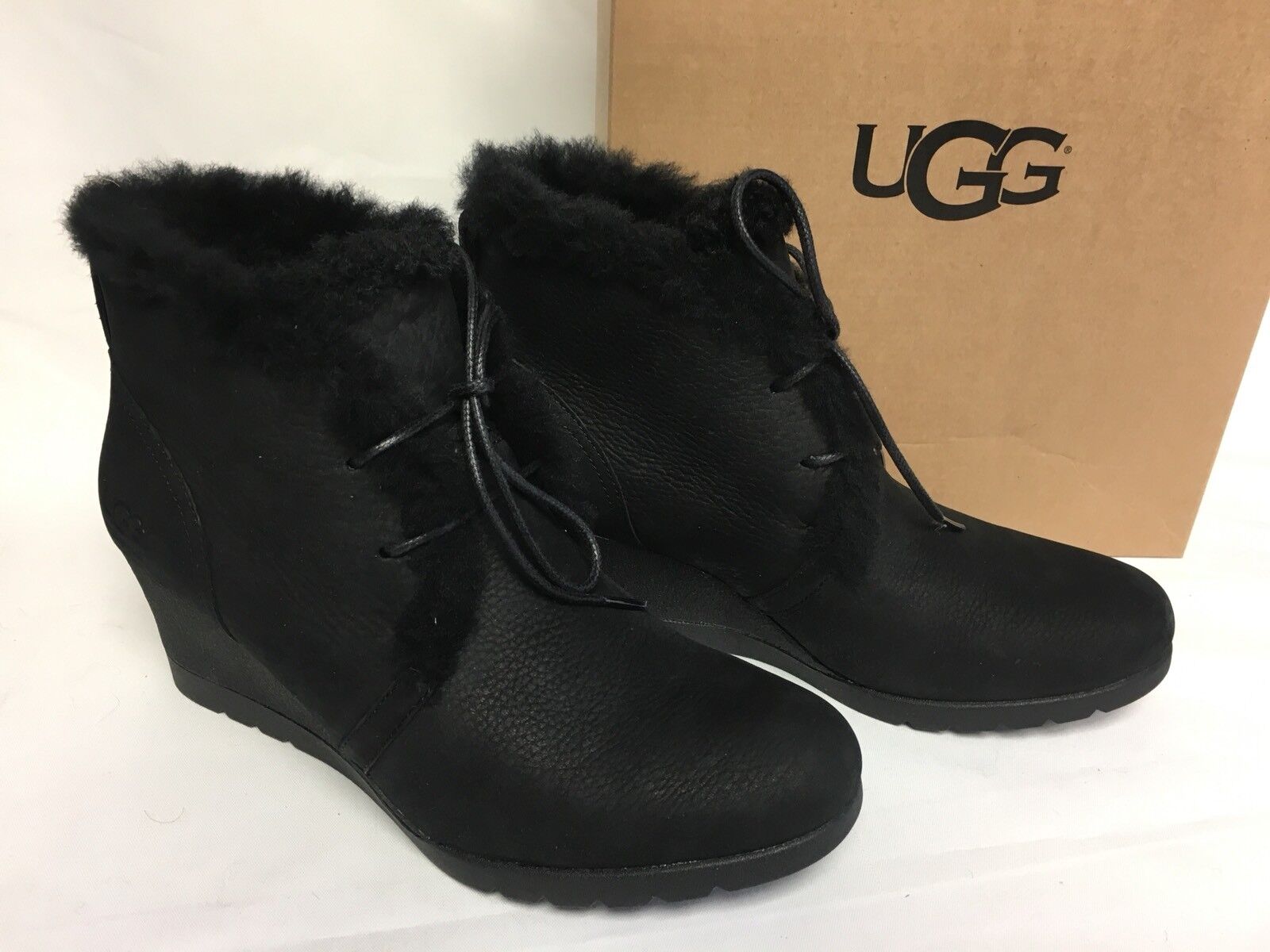 UGG Australia Jeovana Boots Black Suede Waterproof WP 1017421 Wedge Lace Up UGG Australia - фотография #4