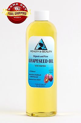 GRAPESEED OIL ORGANIC 100% PURE CARRIER COLD PRESSED 12 OZ H&B OILS CENTER