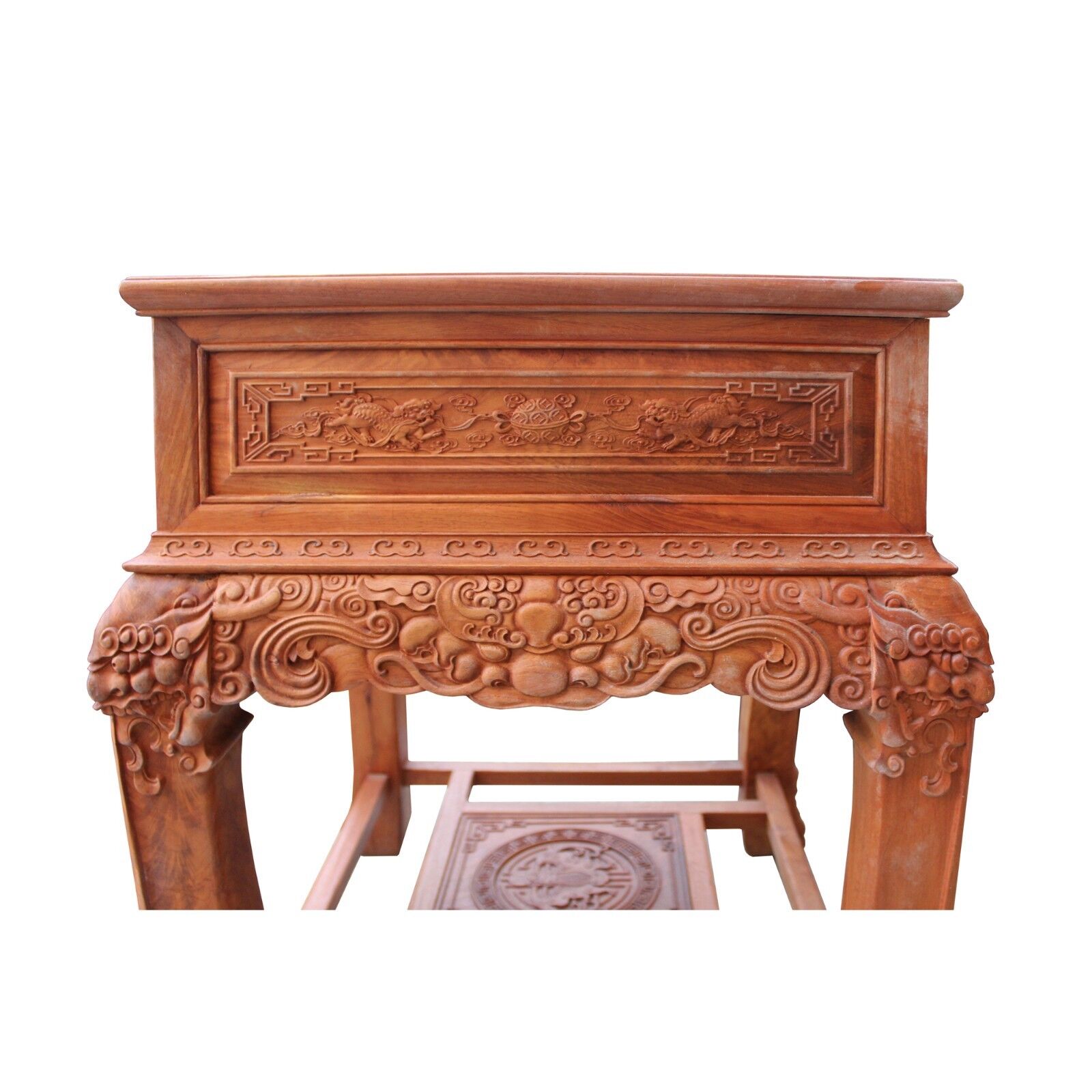Chinese Oriental Huali Rosewood Foo Dogs Motif Tea Table Stand cs4529 Handmade Does Not Apply - фотография #6