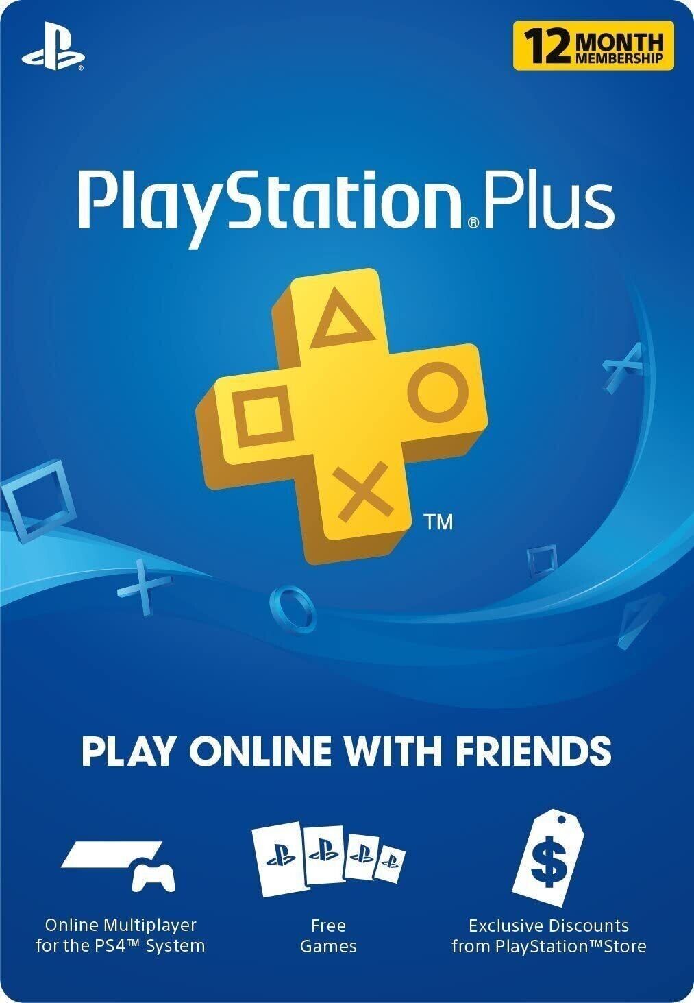 Sony PlayStation PS Plus 1 Year 12-Month Membership Card USA/Canada PS3 PS4 PS5 Sony 3000133
