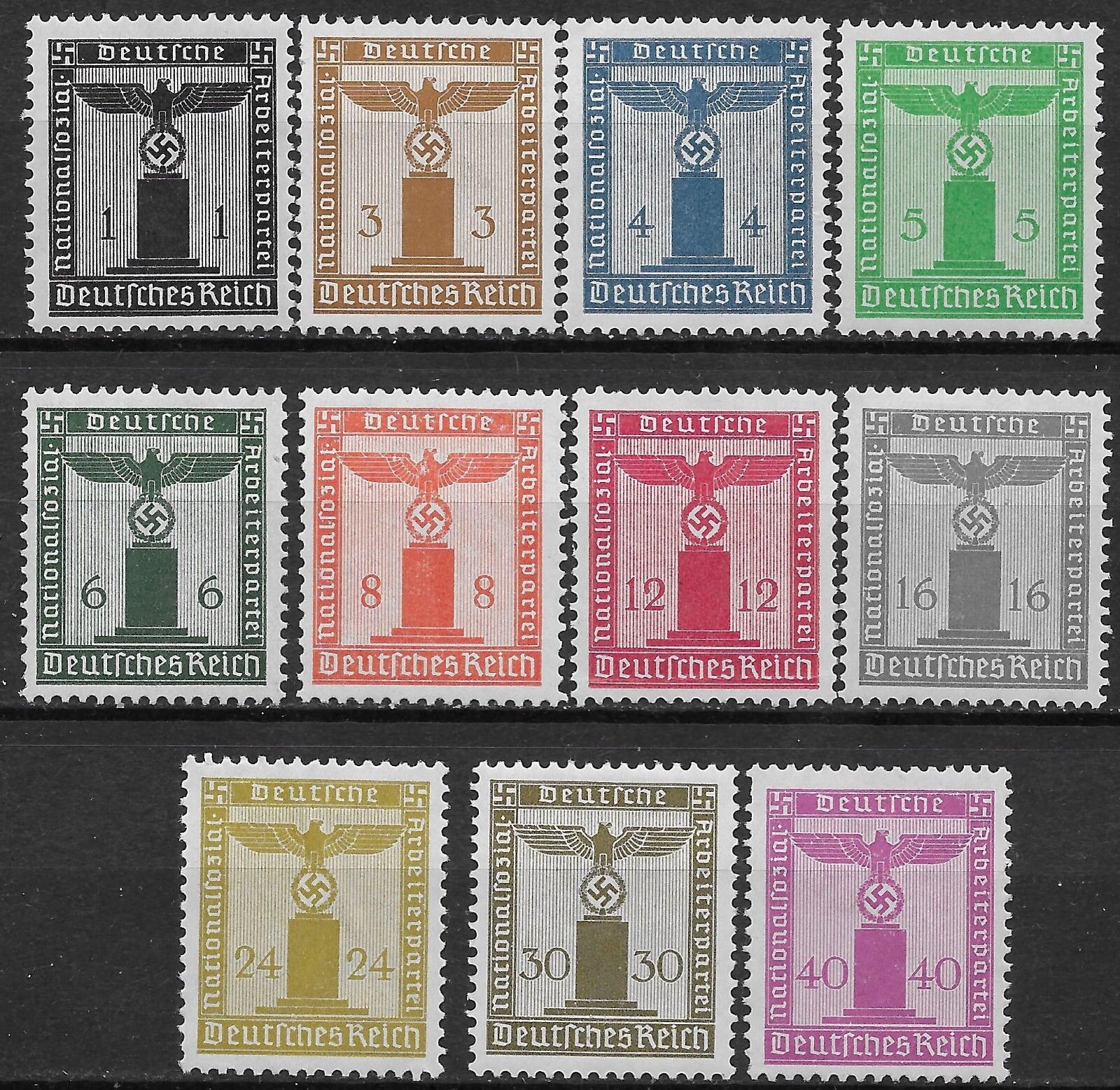 Germany 3rd Reich Mi# 144-154 Official Stamps Issued 1938 MH * Без бренда