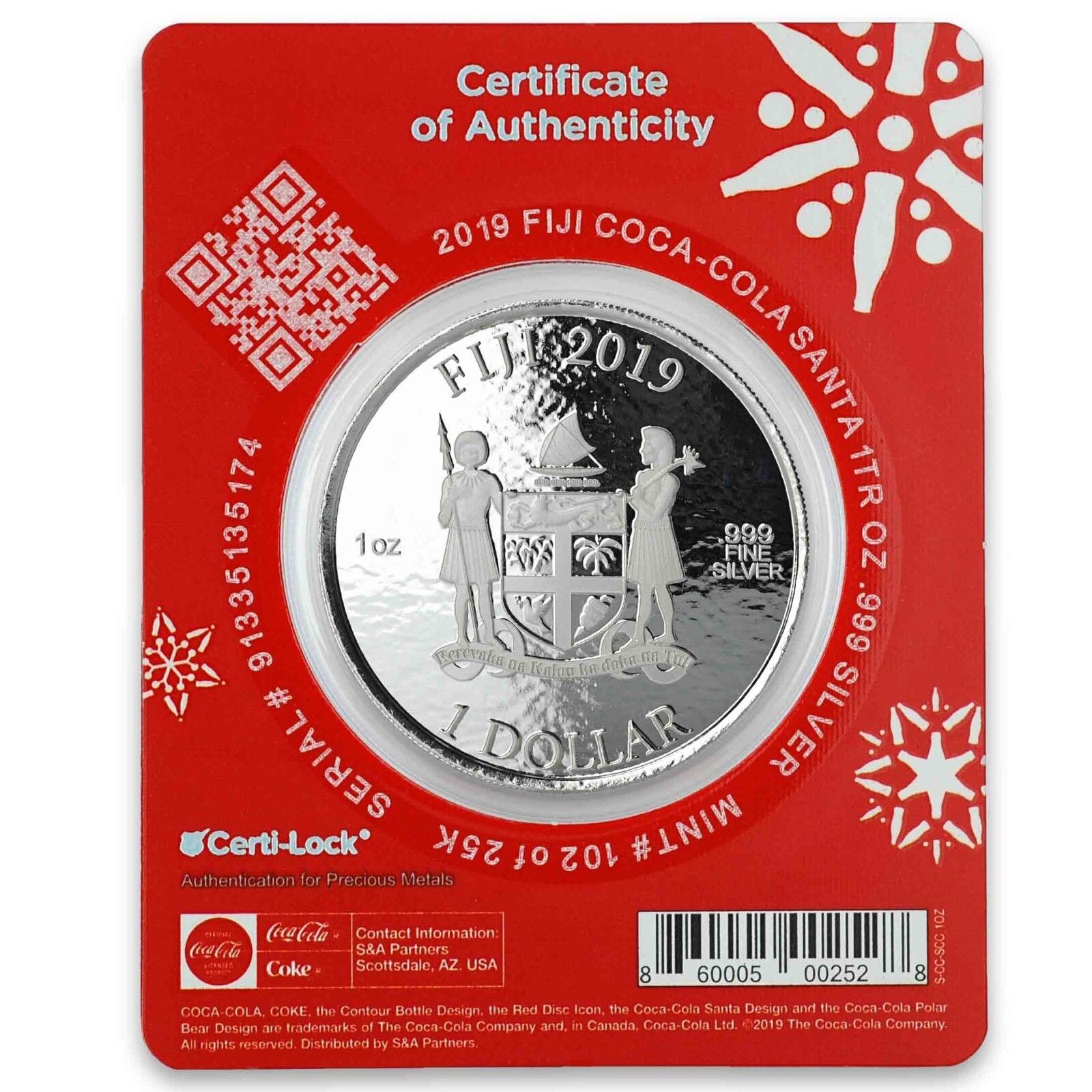 2019 1oz .999 Silver Coca-Cola® Holiday Coin - Limited Mintage Collectible #A465 Без бренда - фотография #2