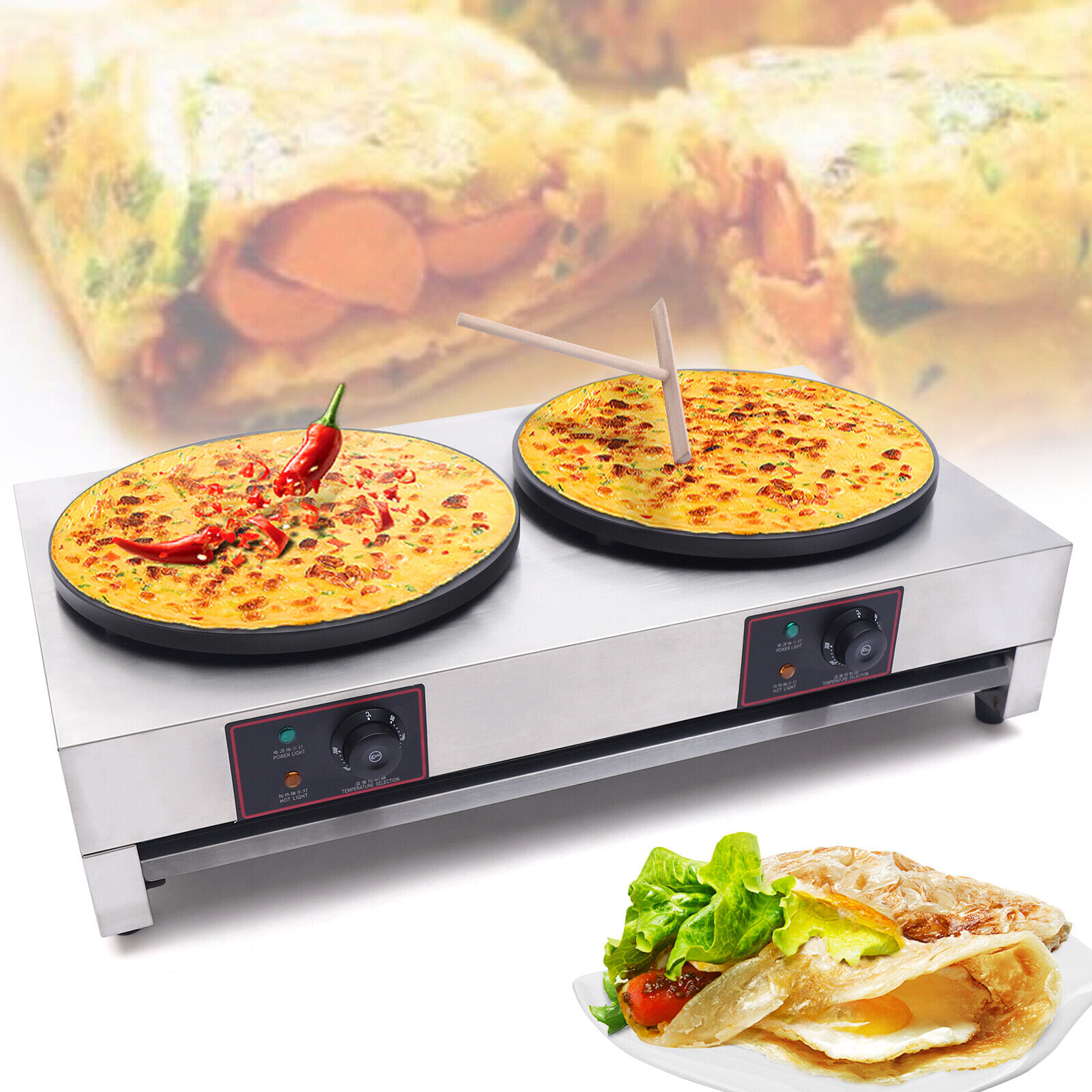 3kw+3kw 40cm 16" Commercial Double Pancake Maker Luxury Electric Crepe Unbranded Does Not Apply - фотография #14