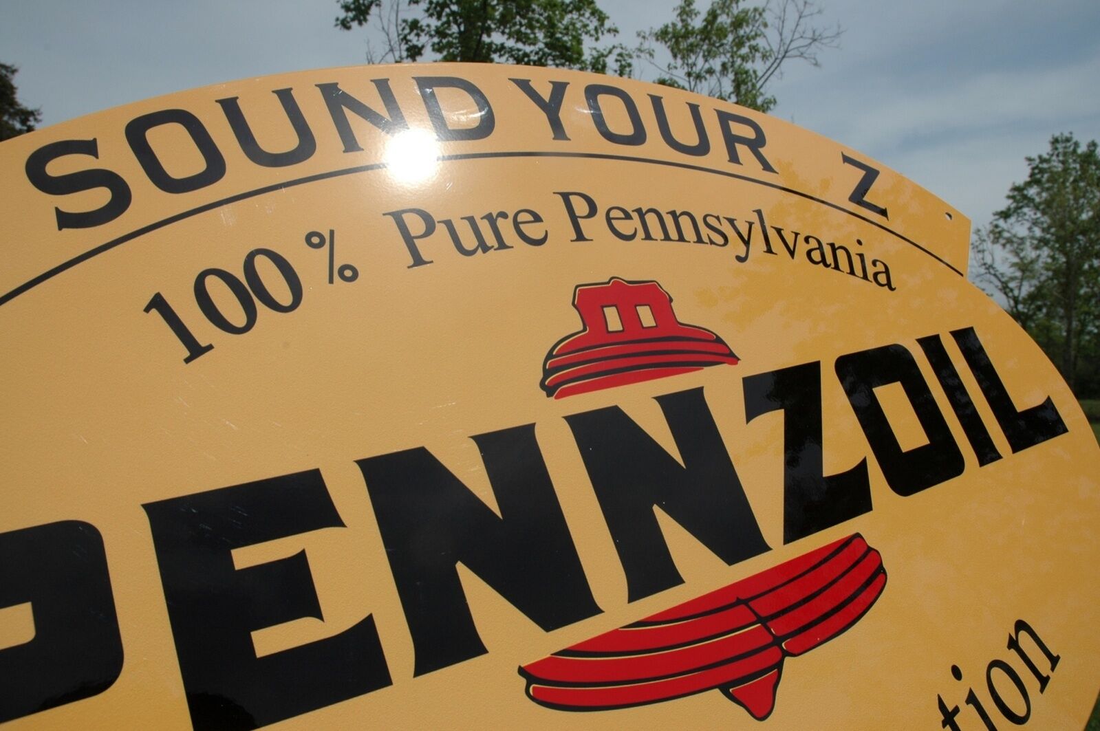 OLD STYLE PENNZOIL "SOUND YOUR Z" MOTOR OIL TWO-SIDED SWINGER SIGN MADE IN USA! Без бренда - фотография #3