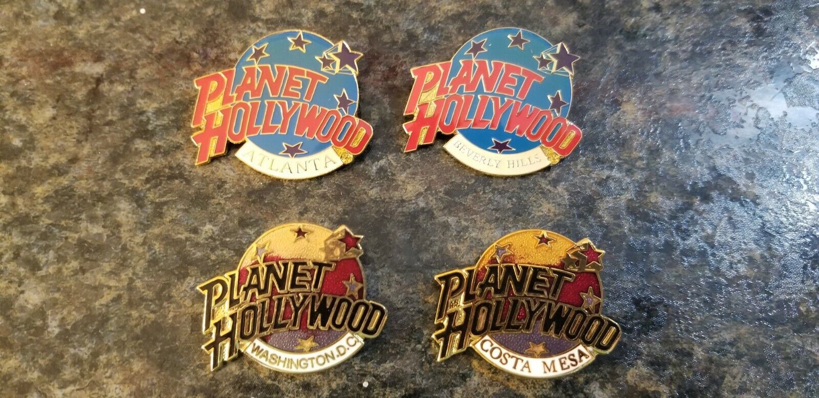 Lot of 4 Planet Hollywood Pins Various Locations Planet Hollywood