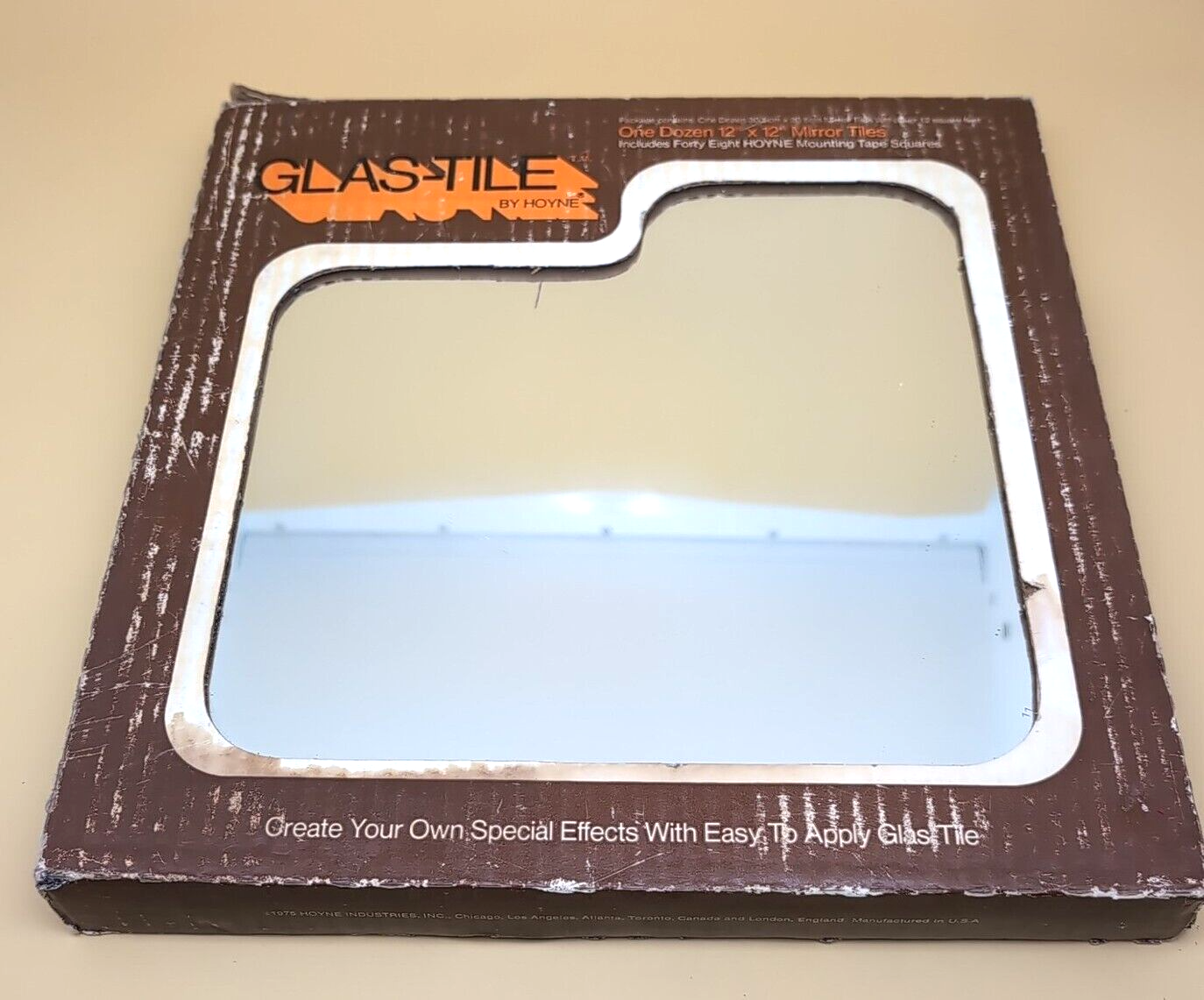 Vintage NEW 1970s Mirrored Hoyne Glas-Tile 12x12 Clear Mirror *SEALED BOX OF 12* Hoyne Tiles