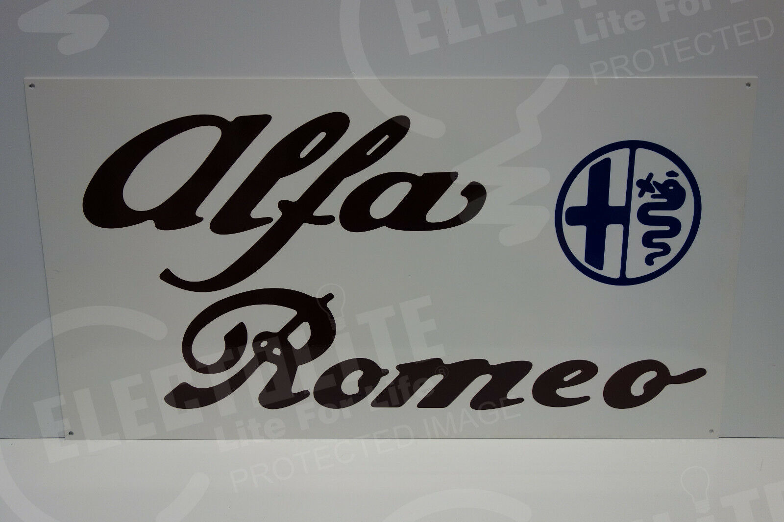 Alfa Romeo  DEALER SIGN. 16 BY 30. ENAMEL COAT STEEL. PRISTINE!  ALPHA ROMEO ALPHA ROME0