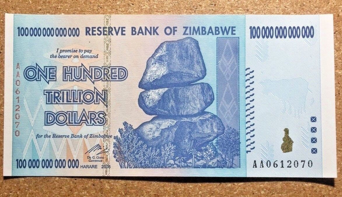 Zimbabwe 100 Trillion Dollars Banknotes, AA /2008, UNC,100 Trillion Series Без бренда
