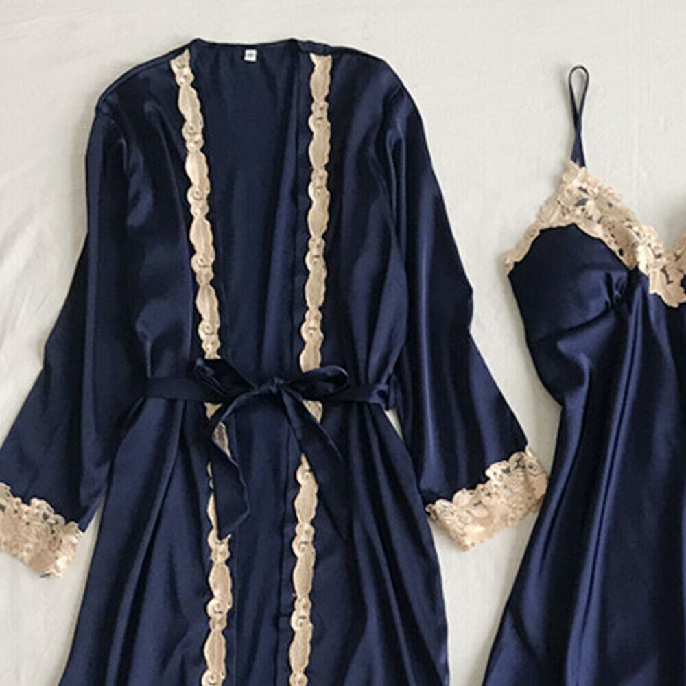 5pcs Women Satin Silk Bathrobe Nightdress Shorts Pajamas Sleepwear Lingeries Set Unbranded Does Not Apply - фотография #7