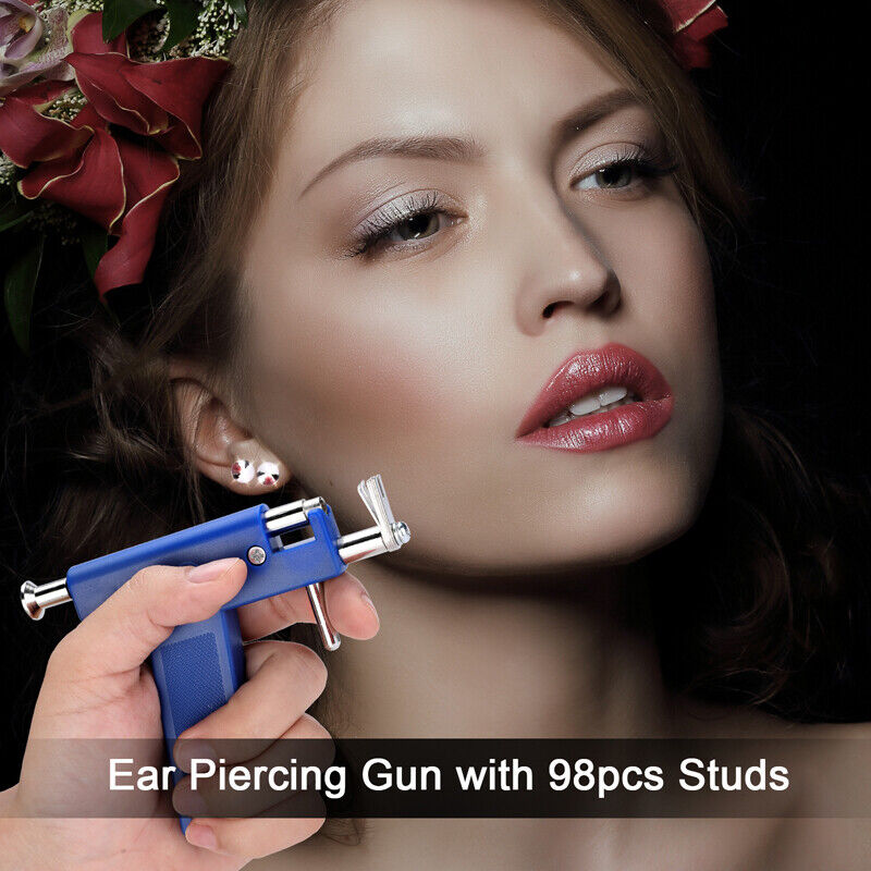 Professional Steel Ear Nose Navel Body Piercing Gun 98pcs Studs Tool Kit Set Unbranded/Generic - фотография #2