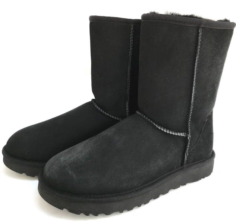 Ugg Classic Short II Suede Sheepskin Black Water Resistant Women's Boots 1016223 UGG Australia Classic Short II - фотография #5