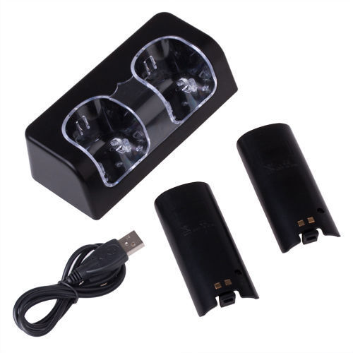Dual Remote Charging Dock Station and 2 Rechargeable Batteries For Wii Black Unbranded GPCT169 - фотография #3