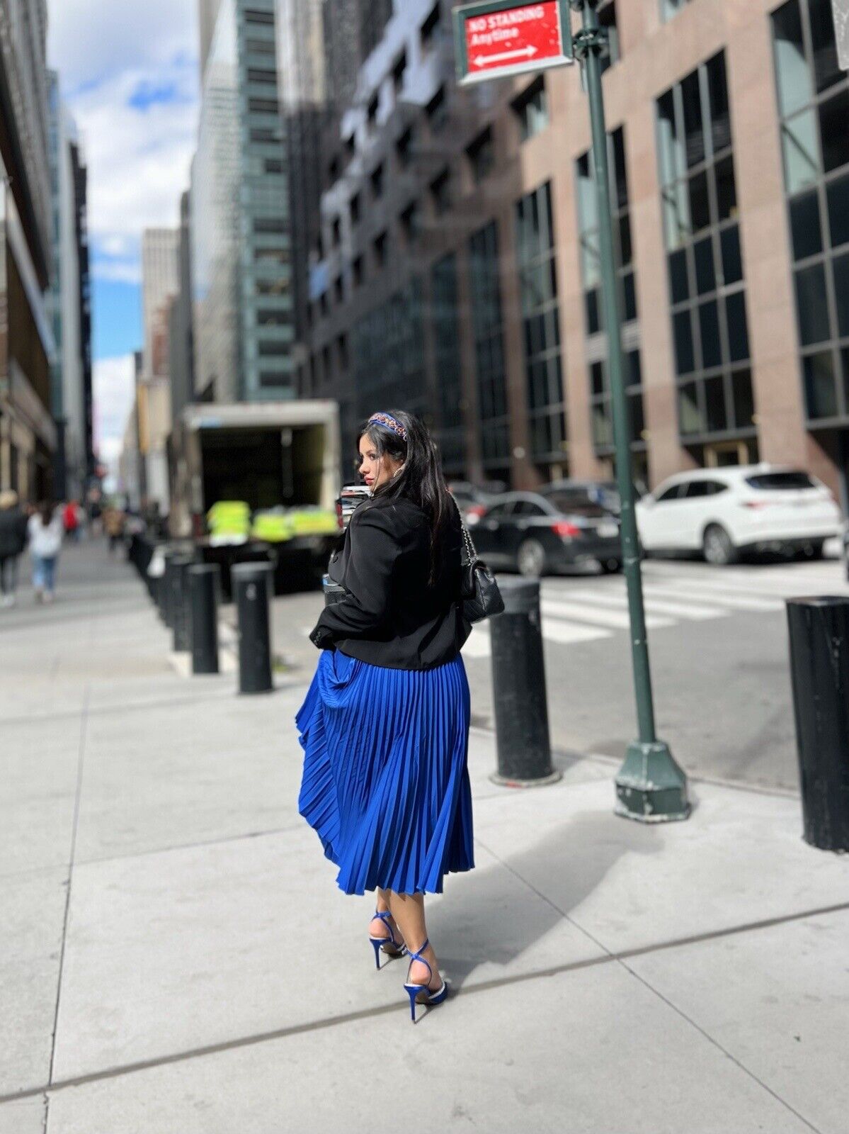 Luxurious Pleated midi satin blue skirt for Women elegant skirt - Brand new Unbranded - фотография #14