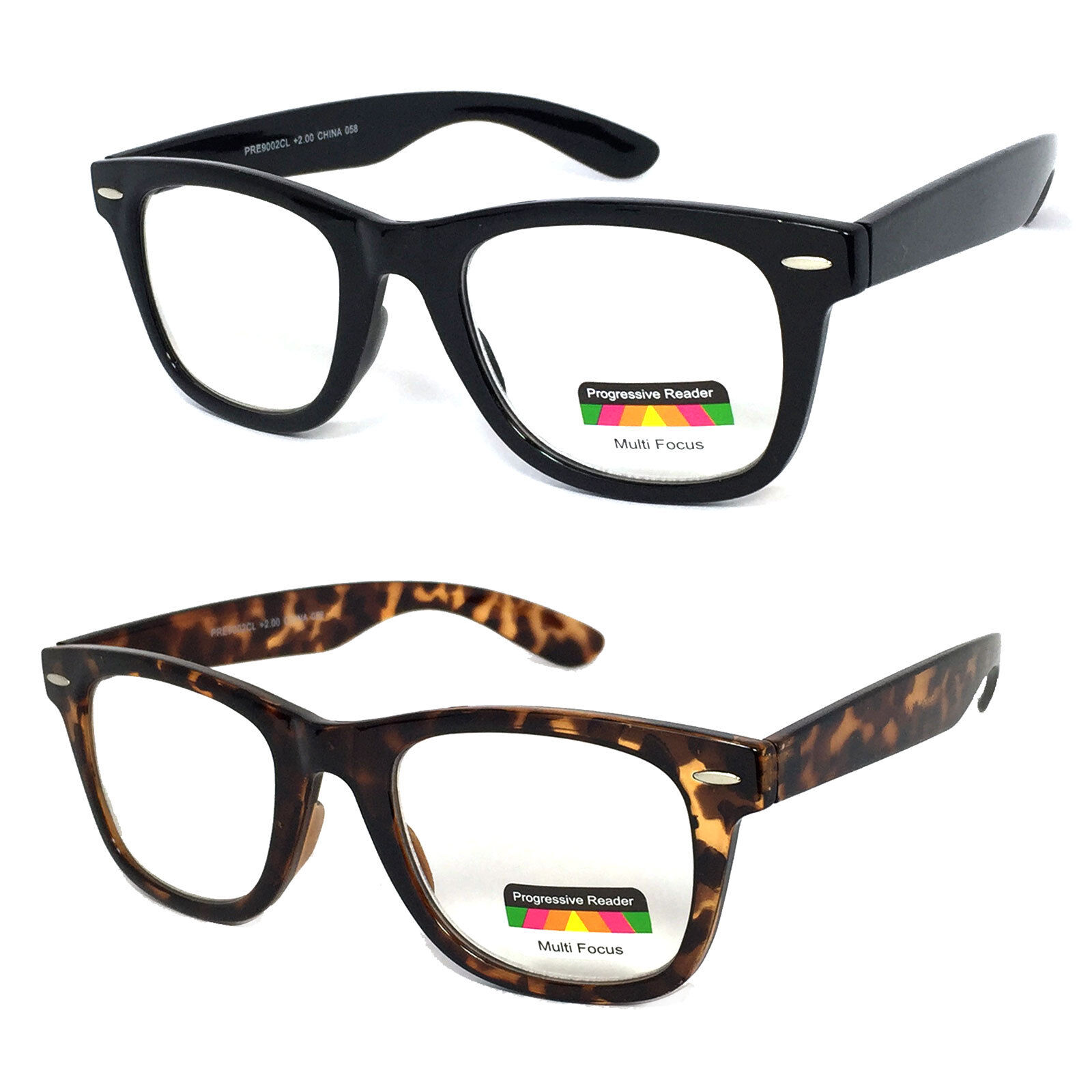 Square Frame Multi Focus Progressive Reading Glasses 3 Strengths in 1 Reader Unbranded RE84