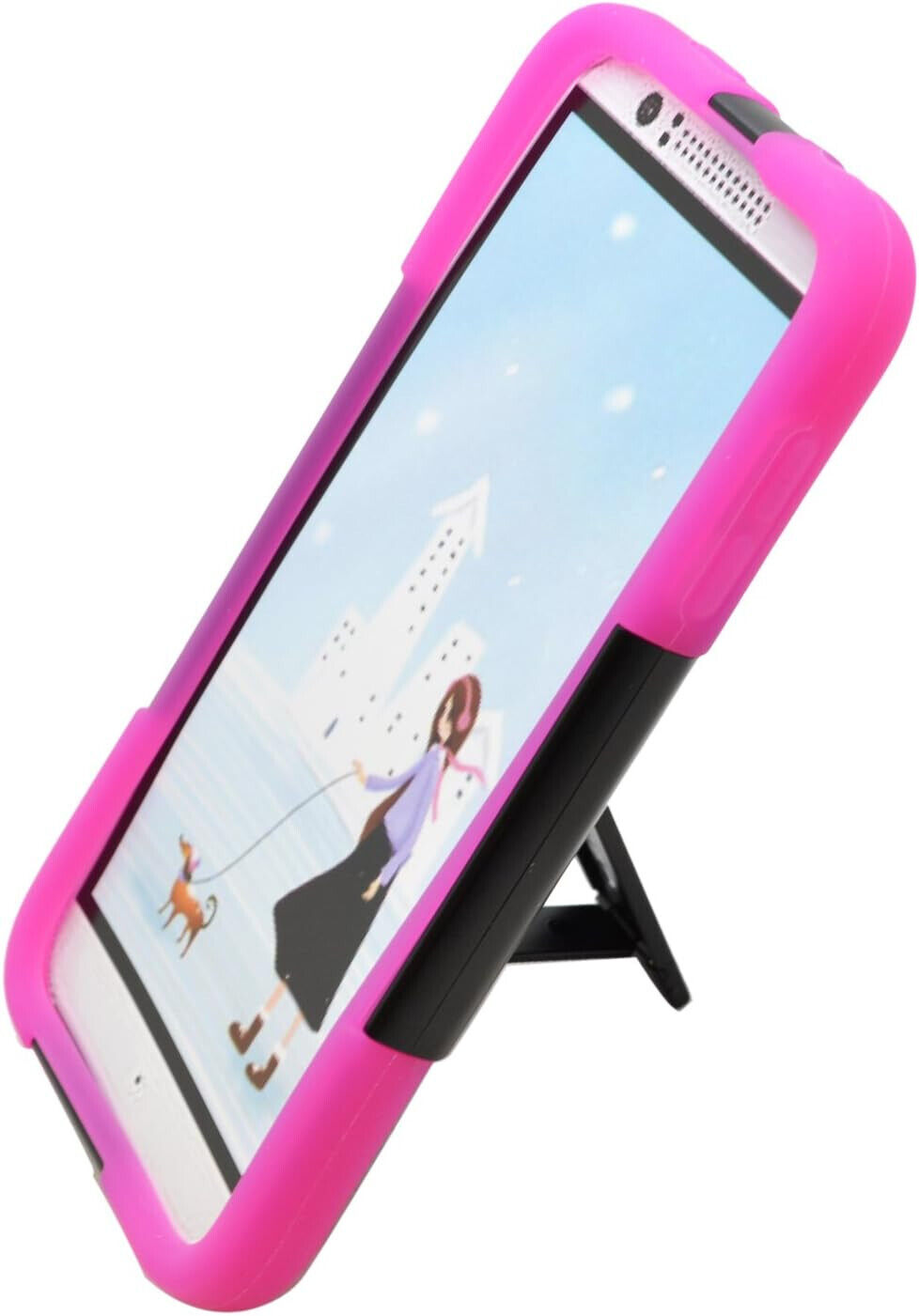 Hybrid Protective Case with Stand for HTC Desire 510 - Hot Pink/Black Unbranded D510-ABKPK - фотография #3