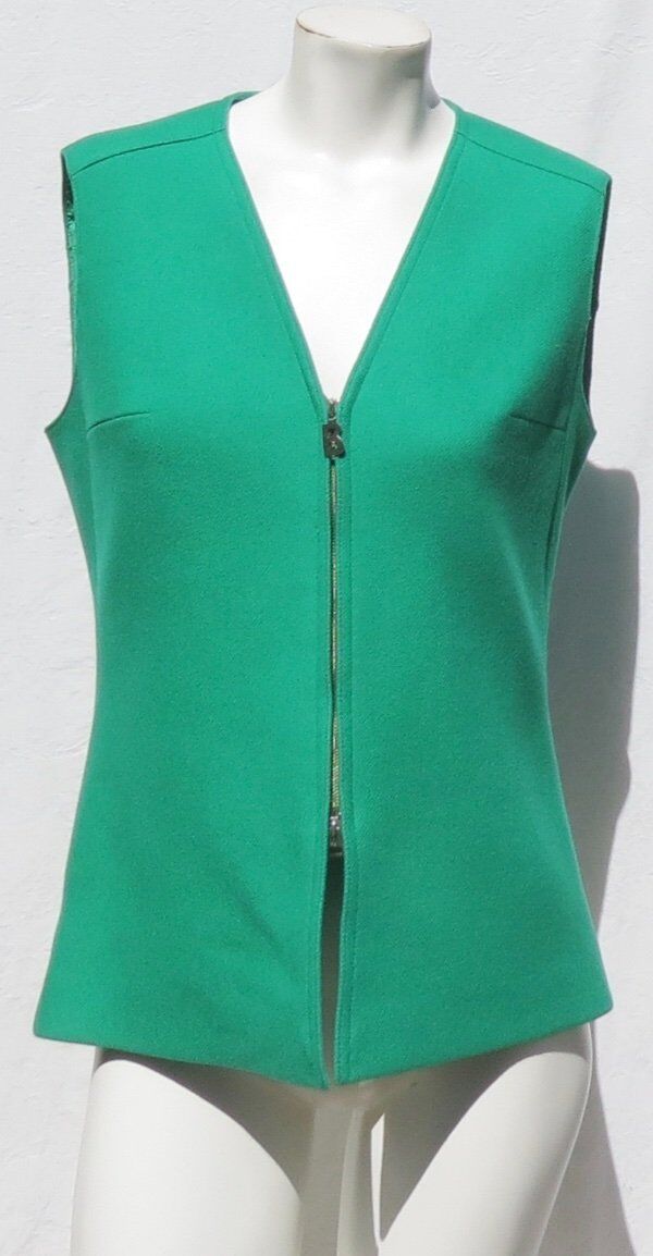 Vintage BOGNER Women’s Green Wool Zip Vest Jacket size 38 10 fits US 4 6 Bogner