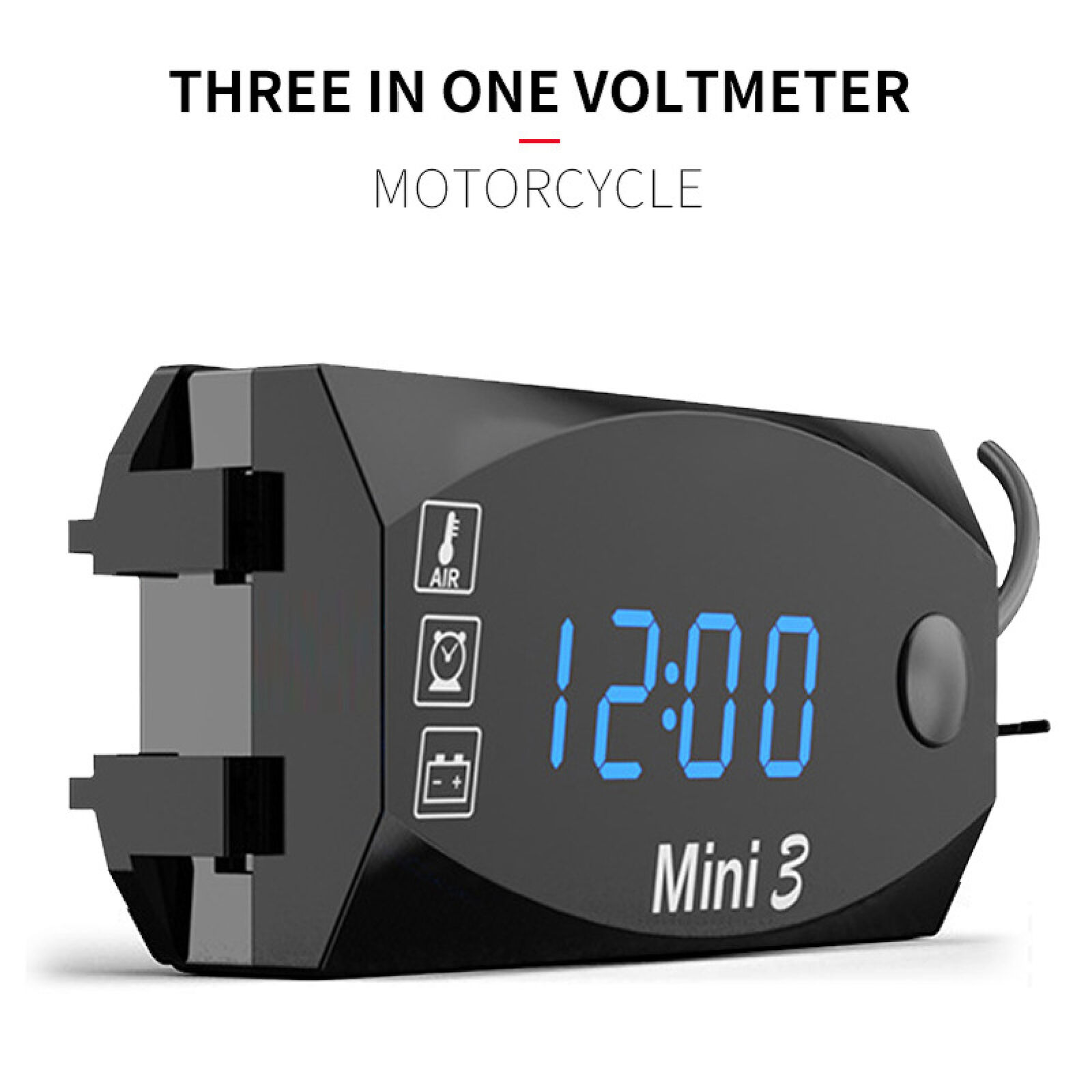 Practical Electronic Clock Thermometer Voltmeter IP67 3 in 1 12V for Motorcycle  Unbranded Does Not Apply - фотография #11