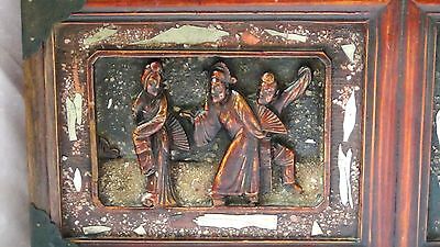 ANTIQUE CHINESE WOOD HAND CARVED FURNITURE ELEMENT,PLAQUE,OF A  PEOPLE DANCING Без бренда - фотография #2
