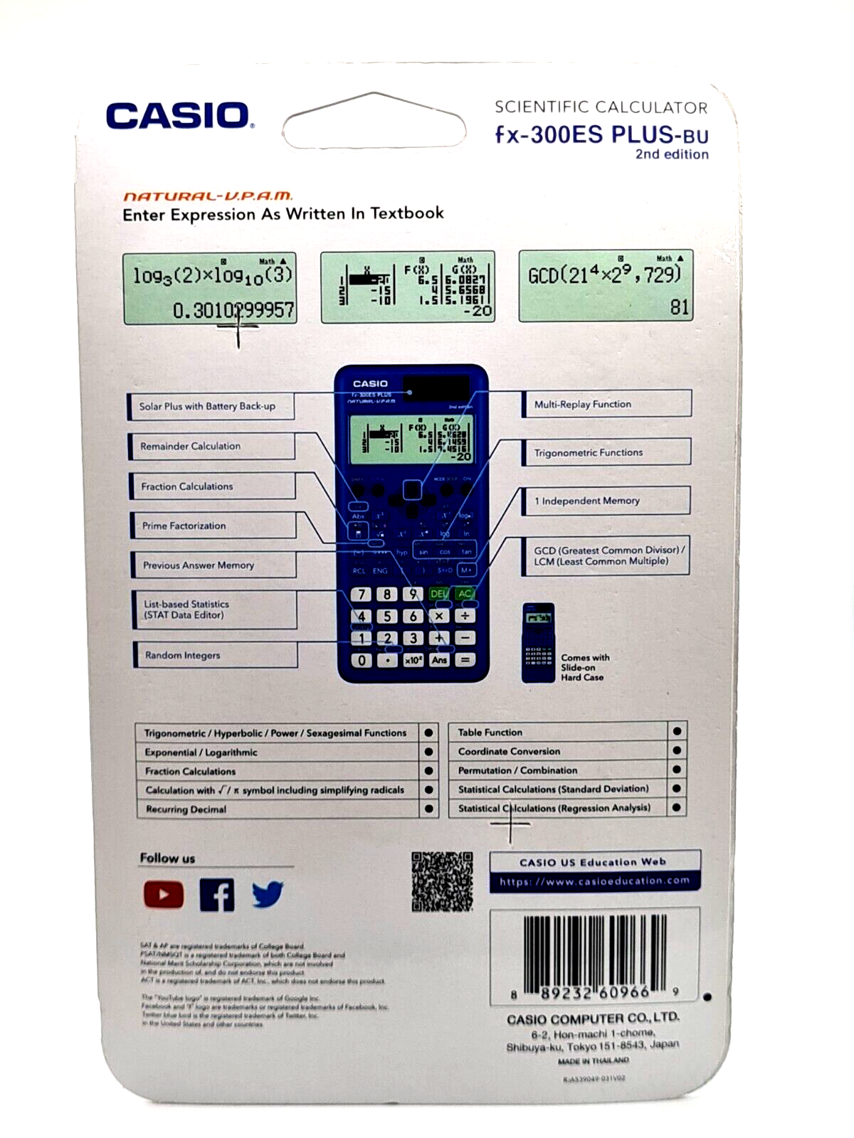 Casio fx-300ES PLUS 2nd Edition Scientific Calculator - Blue Casio Fx300es Plus bu - фотография #2