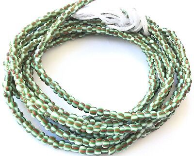 Ghana Green multi stripes waist seed Beads Glass African Trade Beads  Без бренда