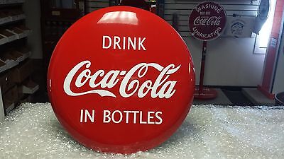 1940S 1950S ERA COCA-COLA EXTRA LARGE STEEL 26 INCH DIAMETER BUTTON/DISC SIGN    Coca-Cola - фотография #10