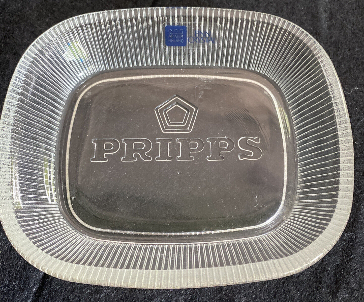 1970’s Arabia Finland PRIPPS Beer Advertising Crystal Glass Peanut Tray Dish Arabia Finland for Pripps Beer
