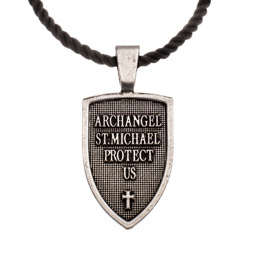 Patron Saint St Michael The Archangel Protect Us Medal Shield Pendant Necklace Без бренда - фотография #14
