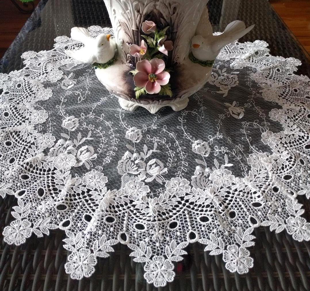 Doily Large 25 inch Sheer Vintage English Rose Victorian Без бренда