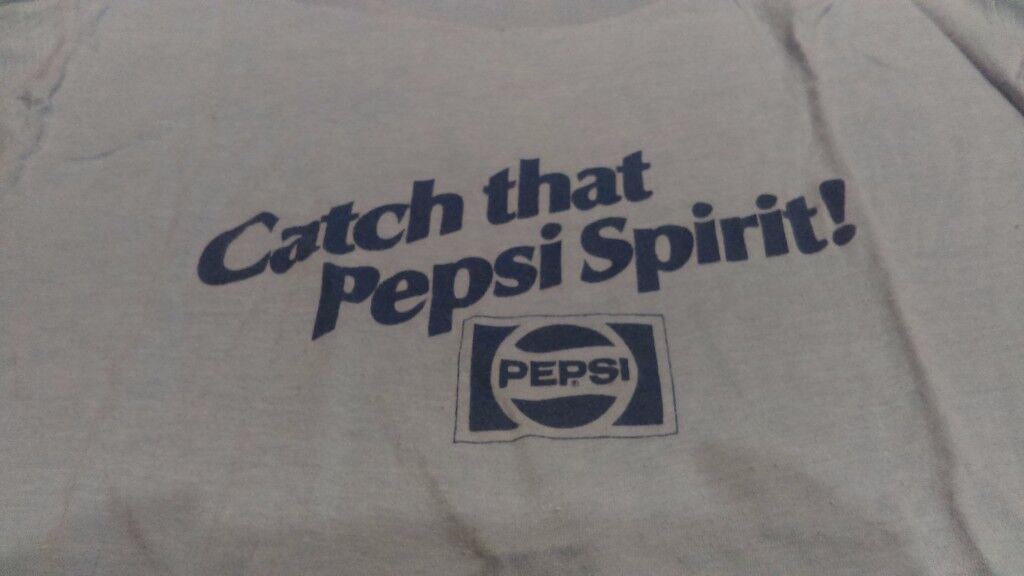 Vintage 1980 Pepsi T-Shirt Blue "Catch That Pepsi Spirit" Size Large 42-44 G2 Без бренда - фотография #2